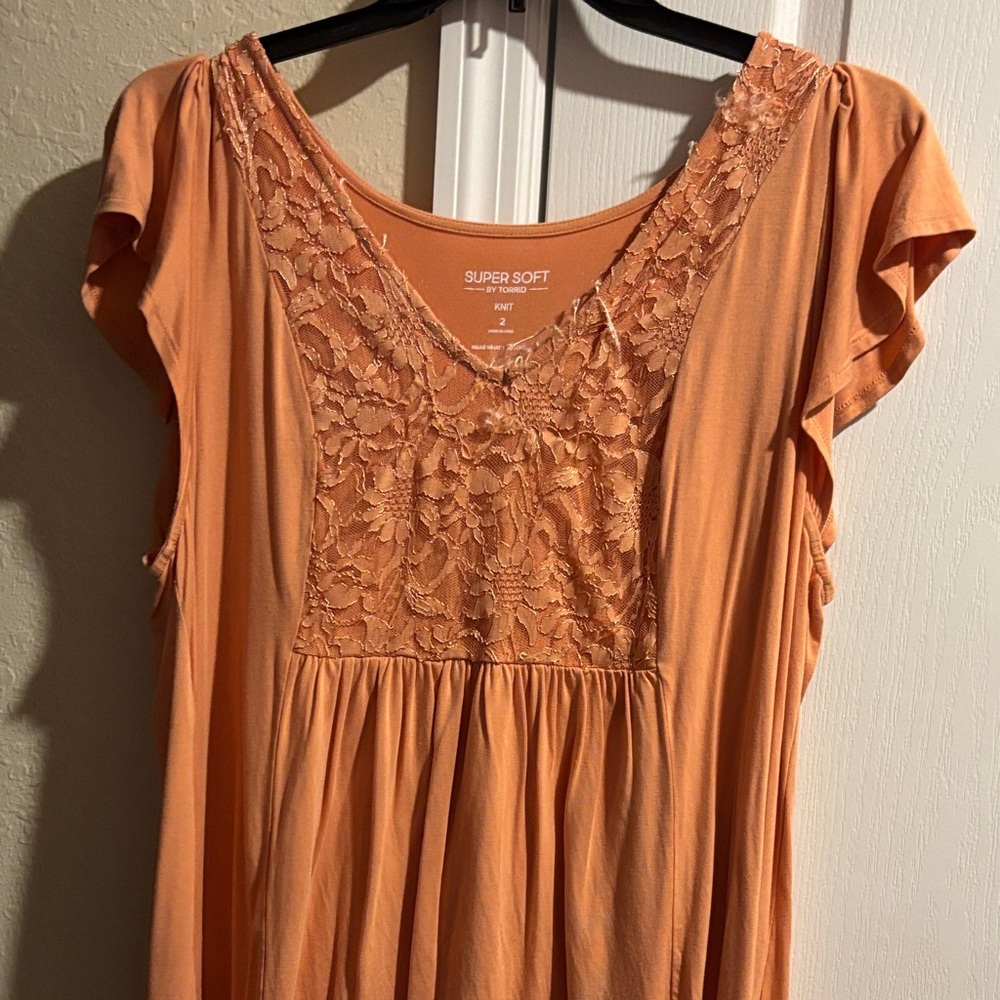 Torrid Women's Orange Lace Peasant-Style Top-2X